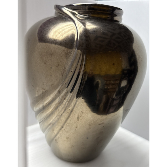 Vtg Haeger Pottery Metallic Bronze Vase Planter Pot Large Abstract Swirl 12 inch - Picture 9 of 12